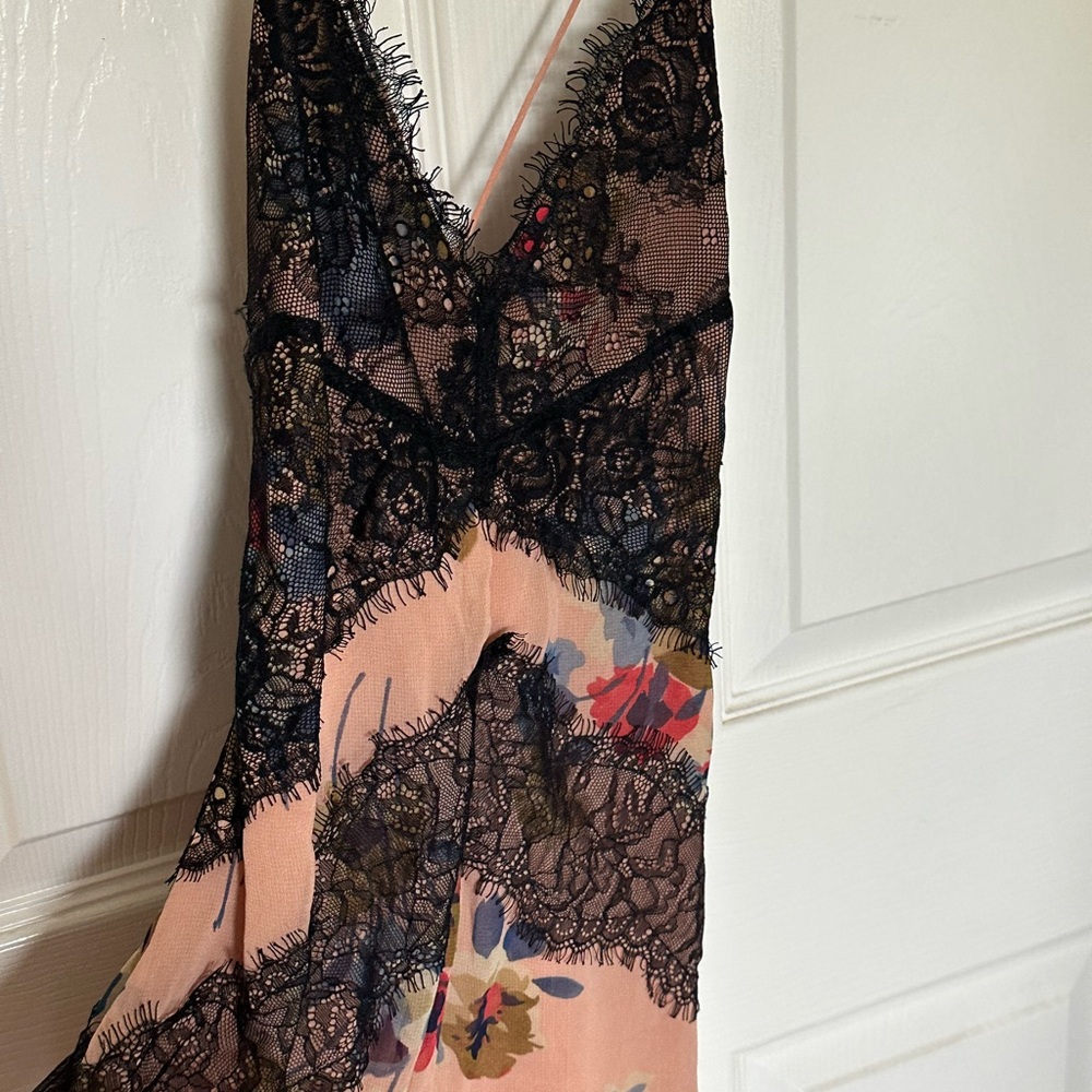 Elegant Lace Trim Floral Slip Dress